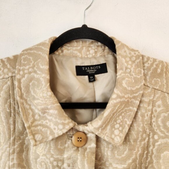 Talbots Gold Metallic Blazer Jacket Button Front Career Women's Petite 12 (12P) - Picture 3 of 7